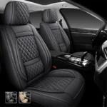 Premium Leather Car Seat Covers for Cars, SUVs & Trucks – Front & Rear Seat Protector, Custom Fit Design – With Lumbar Support Diamond Pattern 26