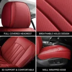 Premium Leather Car Seat Covers for Cars, SUVs & Trucks – Front & Rear Seat Protector, Custom Fit Design – Vertical Stripes Splicing 28 - Afbeelding 5