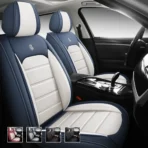 Premium Leather Car Seat Covers for Cars, SUVs & Trucks – Front & Rear Seat Protector, Custom Fit Design – Sporty Horizontal Lines 11