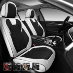 Premium Leather Car Seat Covers for Cars, SUVs & Trucks – Front & Rear Seat Protector, Custom Fit Design – Sporty Stitch Accents 09