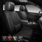 Premium Leather Car Seat Covers for Cars, SUVs & Trucks – Front & Rear Seat Protector, Custom Fit Design – With Lumbar Support Diamond Pattern 06