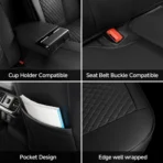 Premium Leather Car Seat Covers for Cars, SUVs & Trucks – Front & Rear Seat Protector, Custom Fit Design – With Lumbar Support Diamond Pattern 06 – Image 5
