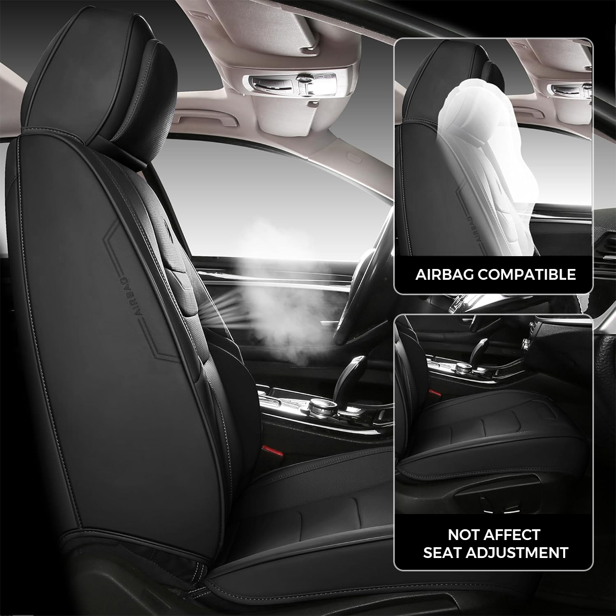 thumbnail image 2 of Universal PU Leather Full Set Car Seat Covers – 5/7 Seats, Front & Rear, Airbag Friendly & Water-Resistant 2 of 5