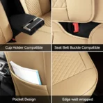 Premium Leather Car Seat Covers for Cars, SUVs & Trucks – Front & Rear Seat Protector, Custom Fit Design  – Luxury Quilted Diamond Padding 07 - Kuva 5