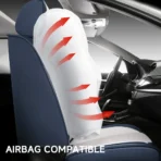 Premium Leather Car Seat Covers for Cars, SUVs & Trucks – Front & Rear Seat Protector, Custom Fit Design – Sporty Horizontal Lines 11 - Imagen 9