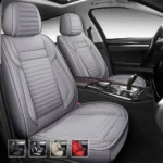 Premium Leather Car Seat Covers for Cars, SUVs & Trucks – Front & Rear Seat Protector, Custom Fit Design – Small Horizontal Stripes 03