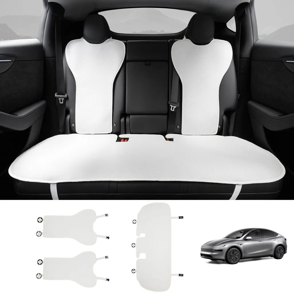 Covers4Car breathable ice silk seat cushion for 2025+ Tesla Model Y Juniper with perfect fit and breathable fabric.