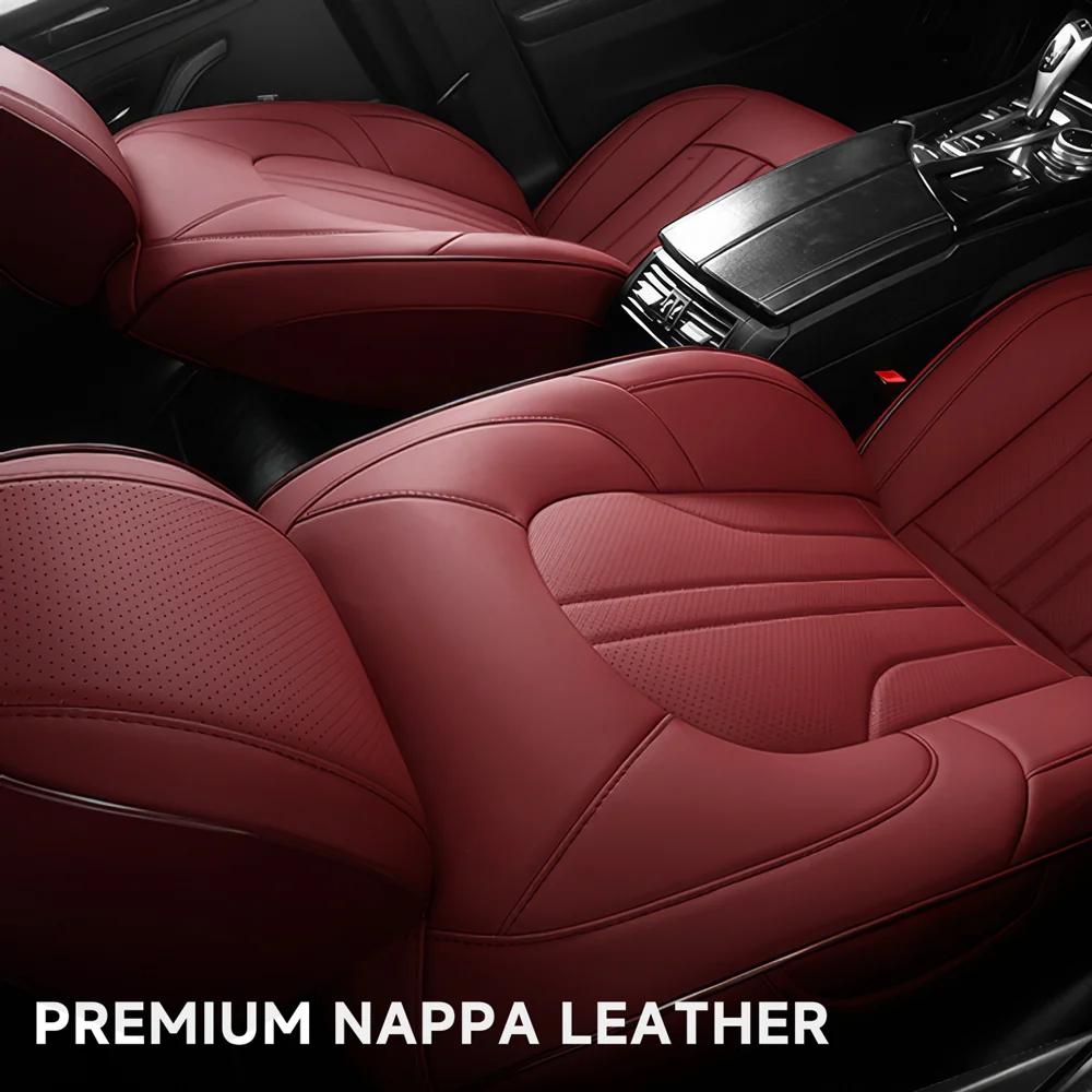 09 Premium Leather Car Seat Covers for Cars, SUVs & Trucks – Front & Rear Seat Protector, Custom Fit Design – Vertical Wide Stripes 18 - Image 4