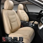 Premium Leather Car Seat Covers for Cars, SUVs & Trucks – Front & Rear Seat Protector, Custom Fit Design – With Lumbar Support Horizontal Design 13