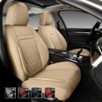 Premium Leather Car Seat Covers for Cars, SUVs & Trucks – Front & Rear Seat Protector, Custom Fit Design – Elegant Splicing 17
