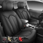 Premium Leather Car Seat Covers for Cars, SUVs & Trucks – Front & Rear Seat Protector, Custom Fit Design – Rhombus Pattern Vertical Stripes 20