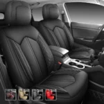 Premium Leather Car Seat Covers for Cars, SUVs & Trucks – Front & Rear Seat Protector, Custom Fit Design – Rhombus Pattern Vertical Stripes 20