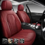 Premium Leather Car Seat Covers for Cars, SUVs & Trucks – Front & Rear Seat Protector, Custom Fit Design – Vertical Wide Stripes 18