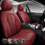 Premium Leather Car Seat Covers for Cars, SUVs & Trucks – Front & Rear Seat Protector, Custom Fit Design – Vertical Wide Stripes 18