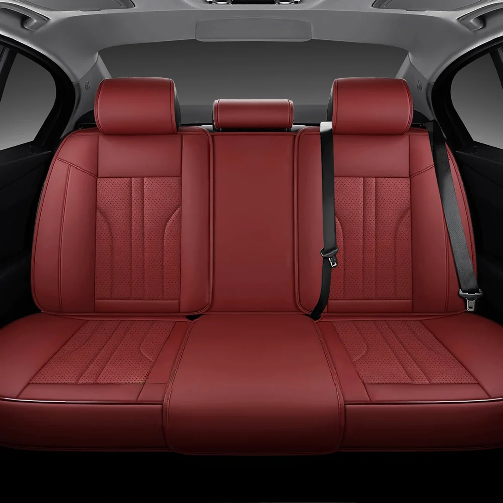 2-(1) Premium Leather Car Seat Covers for Cars, SUVs & Trucks – Front & Rear Seat Protector, Custom Fit Design – Vertical Wide Stripes 18 - Image 3