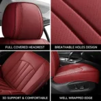 Premium Leather Car Seat Covers for Cars, SUVs & Trucks – Front & Rear Seat Protector, Custom Fit Design – Vertical Wide Stripes 18 - Image 5