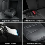 Premium Leather Car Seat Covers for Cars, SUVs & Trucks – Front & Rear Seat Protector, Custom Fit Design – Rhombus Pattern Vertical Stripes 20 - Afbeelding 5