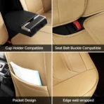 Premium Leather Car Seat Covers for Cars, SUVs & Trucks – Front & Rear Seat Protector, Custom Fit Design – With Lumbar Support Horizontal Design 13 - Imagen 5