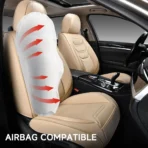 Premium Leather Car Seat Covers for Cars, SUVs & Trucks – Front & Rear Seat Protector, Custom Fit Design – With Lumbar Support Horizontal Design 13 - Imagen 8