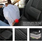 Premium PU Leather Front Seat Cushion for All Cars-Anti-Slip & Lumbar Support Universal Fit - Afbeelding 5