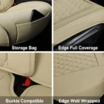 Premium Leather Car Seat Covers for Cars, SUVs & Trucks – Front & Rear Seat Protector, Custom Fit Design – Diamond Pattern Deluxe 22 - Afbeelding 5