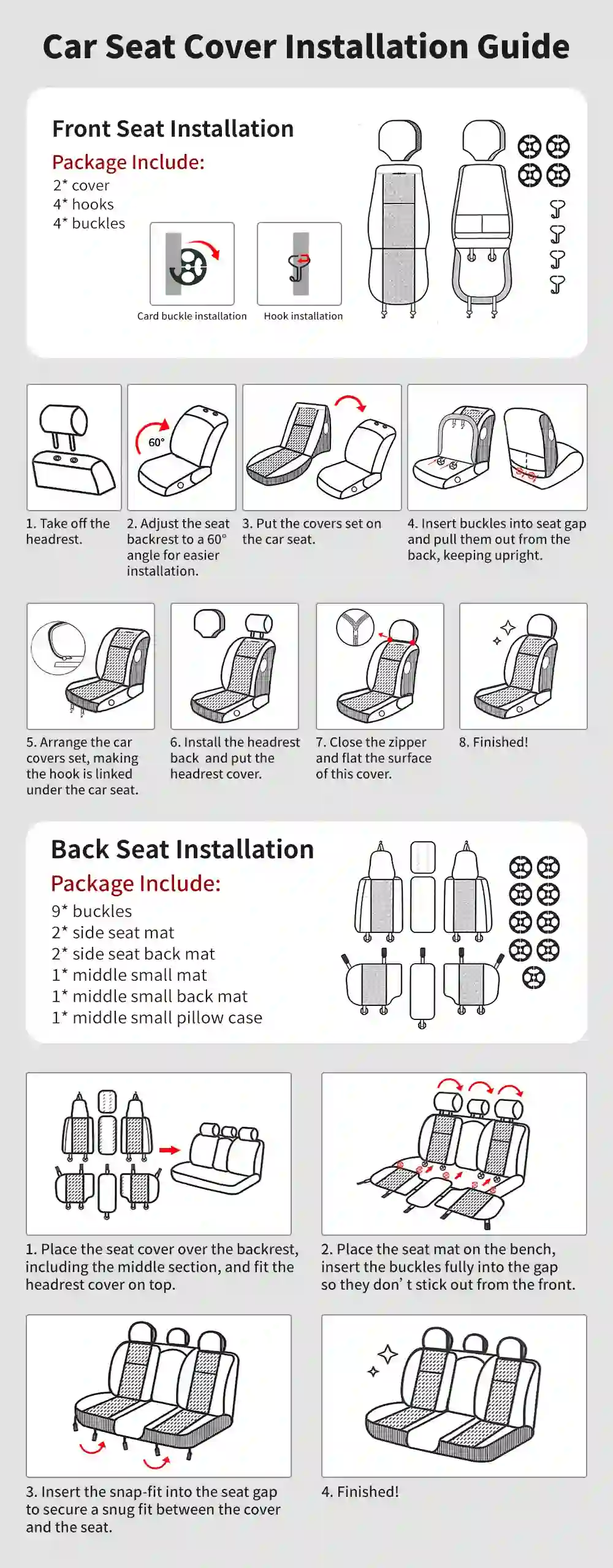 Covers4Car Premium Leather Car Seat Cover Installation Instructions