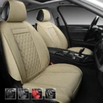 Premium Leather Car Seat Covers for Cars, SUVs & Trucks – Front & Rear Seat Protector, Custom Fit Design – Diamond Pattern Deluxe 22