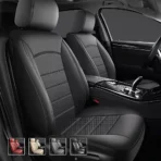 Premium Leather Car Seat Covers for Cars, SUVs & Trucks ?C Front & Rear Seat Protector, Custom Fit Design ?C Minimalist Horizontal 27