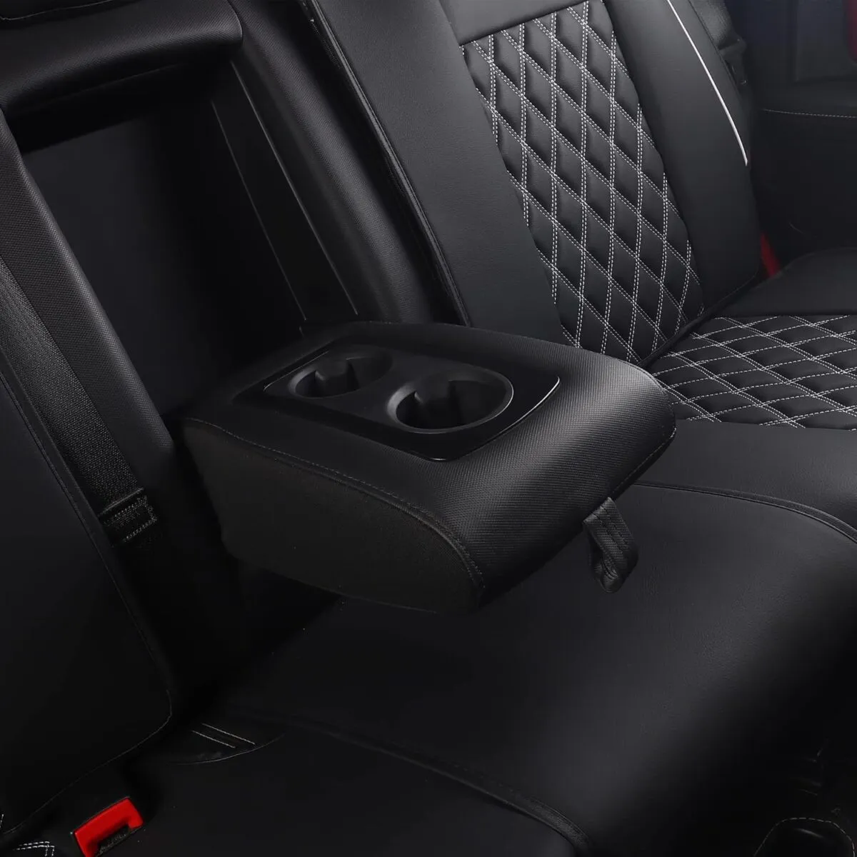 Custom Fit Leather Seat Covers for Dodge Ram 1500 2500 3500 HD Pick-up Truck Crew Quad Mega Cab-Front & Rear Seat Protector 03 Splicing Grid - Billede 8