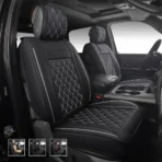 Custom Fit Leather Seat Covers for Dodge Ram 1500 2500 3500 HD Pick-up Truck Crew Quad Mega Cab-Front & Rear Seat Protector 03 Splicing Grid