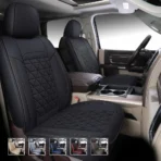 Custom Fit Leather Seat Covers for Dodge Ram 1500 2500 3500 HD Pick-up Truck Crew Quad Mega Cab-Front & Rear Seat Protector 01 Diamond Grid