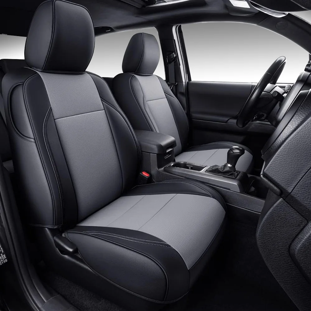 01 Custom Fit Premium Leather Car Seat Covers for Toyota Tacoma-Front & Rear Seat Protector 01 - Billede 1