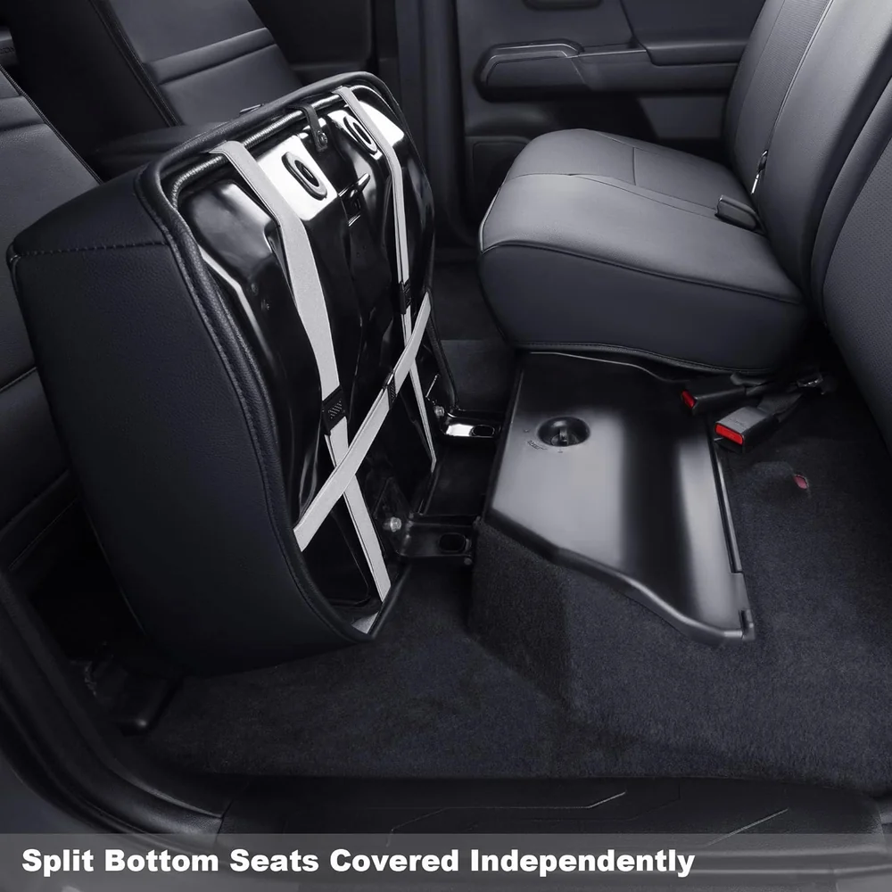01 Custom Fit Premium Leather Car Seat Covers for Toyota Tacoma-Front & Rear Seat Protector 01 - Billede 7