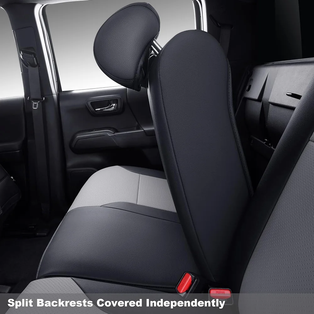 03 Custom Fit Premium Leather Car Seat Covers for Toyota Tacoma-Front & Rear Seat Protector 01 - Billede 4