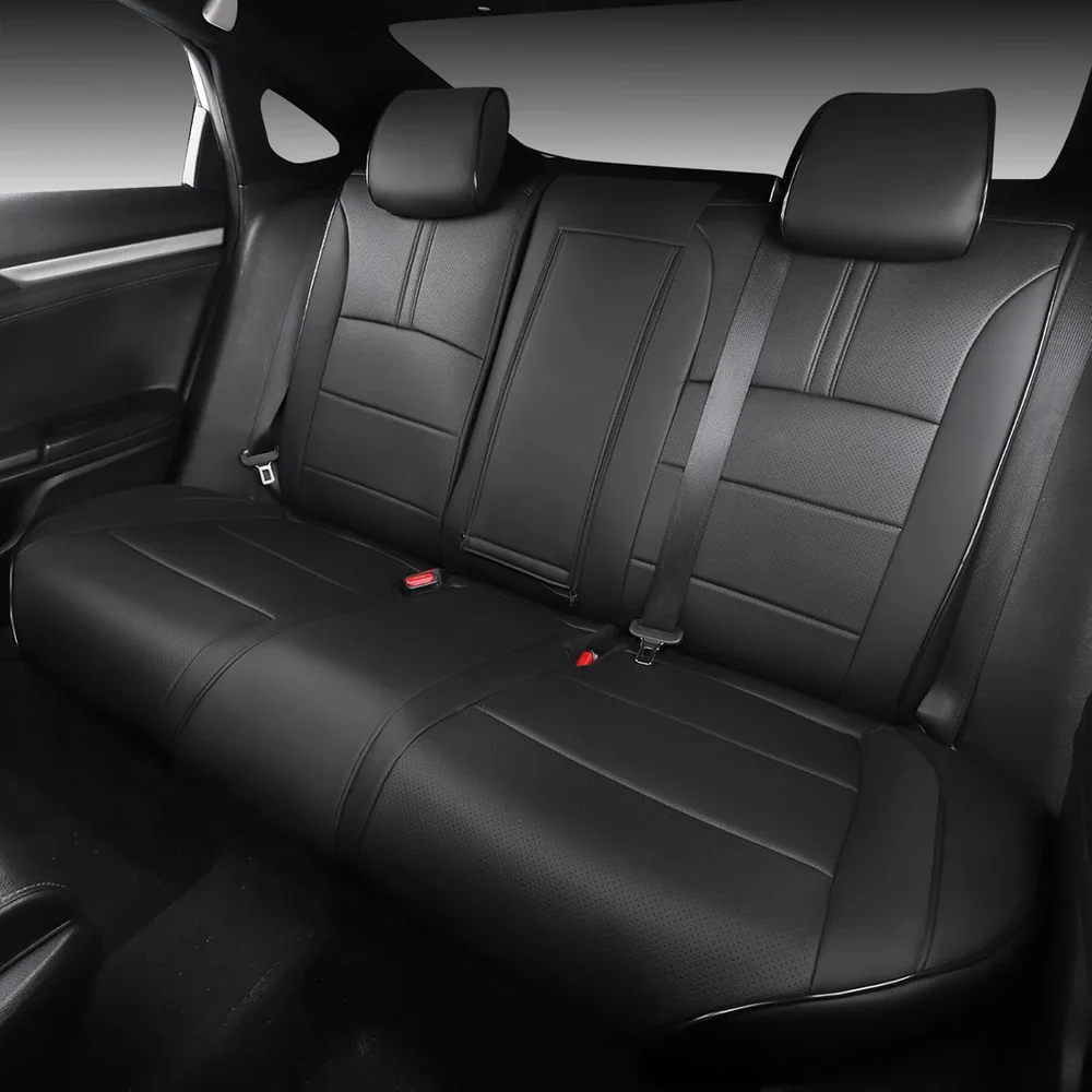 03 Custom Fit Premium Leather Car Seat Covers for Honda Civic-Front & Rear Seat Protector 01 - Afbeelding 3
