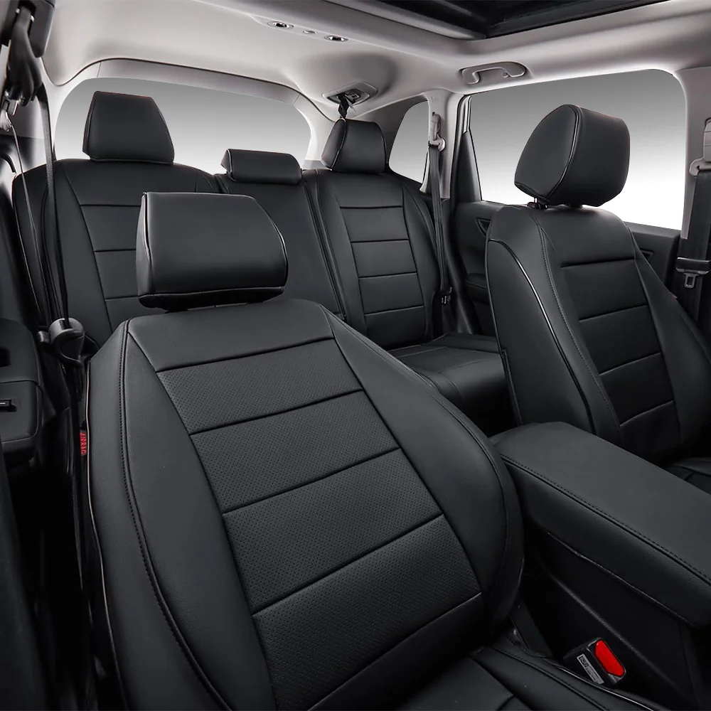 05 Custom Fit Premium Leather Car Seat Covers for Honda HRV-Front & Rear Seat Protector Horizontal Stripes 02 - Billede 3