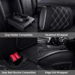 Custom Fit Leather Seat Covers for Chevy Chevrolet Silverado 1500 2500 3500HD Pick-up Truck-Front & Rear Seat Protector Diamond Pattern 03 - Afbeelding 4