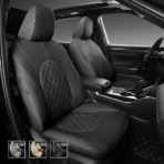 Custom Fit Premium Leather Car Seat Covers for Toyota Highlander Grand Highlander 2nd Row Captain Chairs 2nd Row 40/60 Split-Front & Rear Seat Protector Diamond Pattern 02