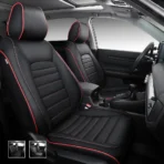 Custom Fit Premium Leather Car Seat Covers for Honda CR-V CRV-Front & Rear Seat Protector Sports Horizontal Stripes 03
