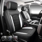 Custom Fit Leather Seat Covers for Chevy Chevrolet Silverado 1500 2500 3500HD Pick-up Truck-Front & Rear Seat Protector Diamond Stitching 04