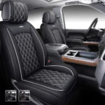 Custom Fit Leather Seat Covers for Chevy Chevrolet Silverado 1500 2500 3500HD Pick-up Truck-Front & Rear Seat Protector Diamond Pattern 03