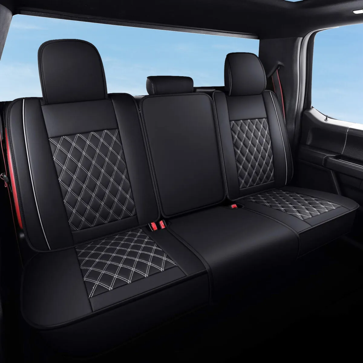 Custom Fit Seat Covers for Dodge Ram 1500 2500 3500 HD Pick-up Truck Crew Quad Mega Cab-Front & Rear Seat Protector Color-blocking Style 15 - Kuva 3