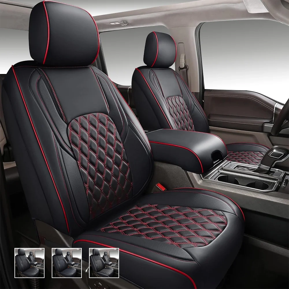 new_01 Custom Fit Seat Covers for Dodge Ram 1500 2500 3500 HD Pick-up Truck Crew Quad Mega Cab-Front & Rear Seat Protector Luxurious Diamond Pattern 08 - Image 1